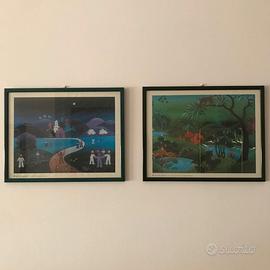 Coppia di quadri cornice verde NUOVI - giungla