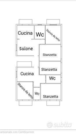 Appartamento tramezzato e di 80 mq