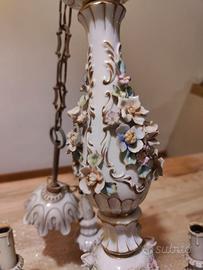 ANTIQUARIATO LAMPADARIO PORCELLANA CAPODIMONTE