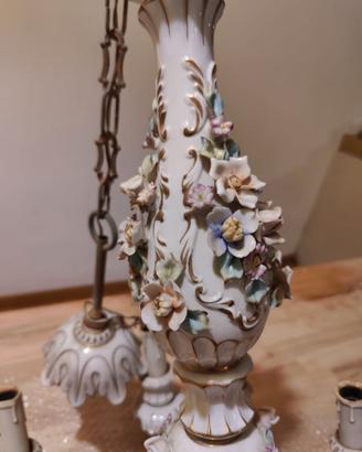 ANTIQUARIATO LAMPADARIO PORCELLANA CAPODIMONTE