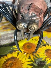 Lampada ragno da parete ferro rame murano anni 50