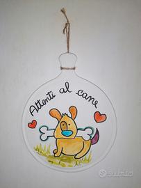 targa 27x21  dipinta a mano attenti al cane
