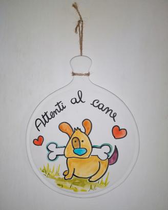 targa 27x21  dipinta a mano attenti al cane