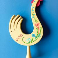Gallo in legno dipinto a mano scandinavia