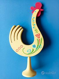 Gallo in legno dipinto a mano scandinavia