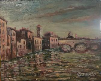 Olio su Tavola Enzo Volta - Roma/Tevere 1977
