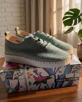 Enrico Coveri, sneaker, camoscio, verde, 39, nuove