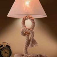 Grande lampada in canapa e lino