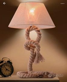 Grande lampada in canapa e lino