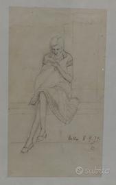 Disegno di donna che ricama