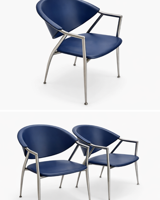 Set 4 sedie Calligaris in pelle blu Italia