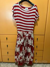 Vestito KATE righe rosse e fiori