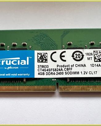 Memoria Ram SODIMM DDR4 1 x 4gb Crucial