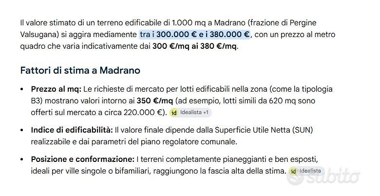 TERRENO EDIFICABILE A MADRANO / PERGINE VALSUGANA - Altro