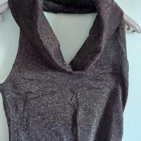 Top luccicante scollo americana