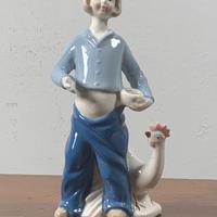 bimbo nel pollaio ceramica smaltata GDA anni ‘60