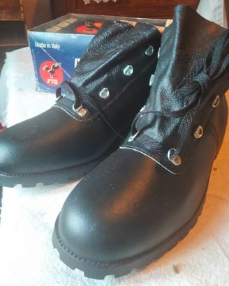 Scarpe stivaletti uomo nero n. 48 in pelle
