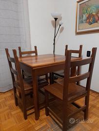 4 sedie e tavolo allungabile in legno noce