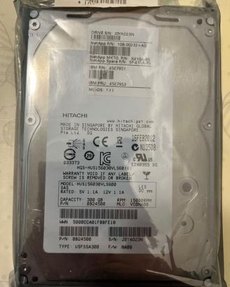 Disco Rigido Hitachi 300gb SAS 3,5 pollici
