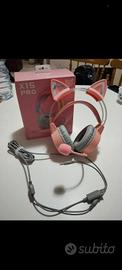 cuffie rosa kawaii da gaming con microfono e led