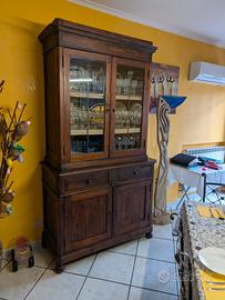 Titolo: Credenza Vetrina Doppio Corpo - Legno