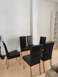 6 sedie IKEA “Harry” nere in ecopelle