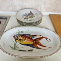 Servizio pesce Vintage Kronen Porzellan - 6 + 1
