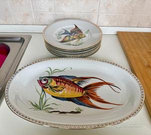 Servizio pesce Vintage Kronen Porzellan - 6 + 1