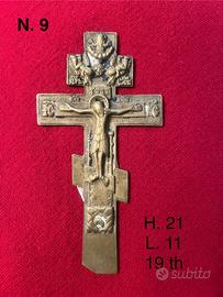 Croce russa ortodossa in bronzo, 21x11, 19th
