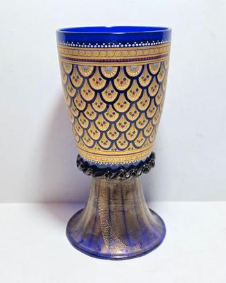 Grande Calice Vetro di Murano Blu, Smalto Metà XX