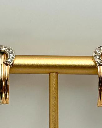 Orecchini Tre Ori Stilo C Diamanti Italy 1980