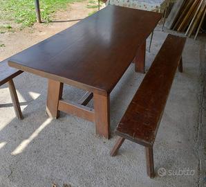 Tavolo in legno massello 200x80 - 2 panche 225x28