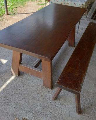Tavolo in legno massello 200x80 - 2 panche 225x28