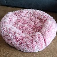 Cuccia ciambella cuscino morbido bianco rosa cane