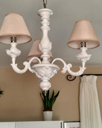 lampadario legno shabby chic 