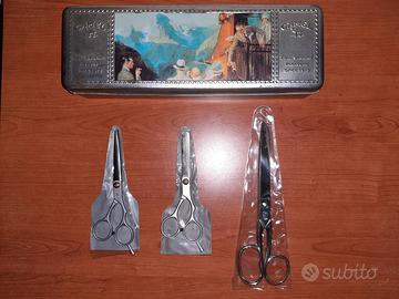 COLLEZIONE SCATOLA LATTA+TRE FORBICI PARTICOLARI