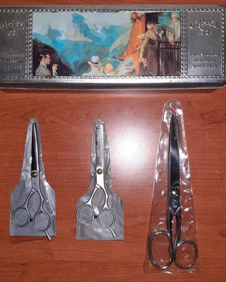 COLLEZIONE SCATOLA LATTA+TRE FORBICI PARTICOLARI