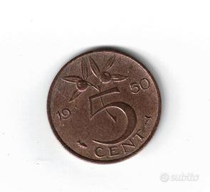 Moneta, Olanda, 5 Cent, Regina Giuliana, 1950