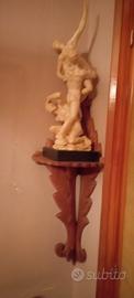 Statua decorativa vintage anni '70 con mensola 