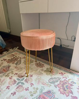 sgabello pouf toeletta rosa cipria oro