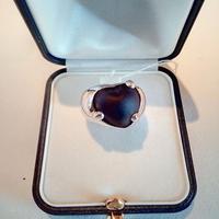 Anello AK5 in Argento 925 Rodiato, Cuore in Onice