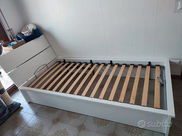 Letto contenitore singolo una piazza, bianco