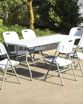 Tavolo e 6 sedie pieghevoli giardino