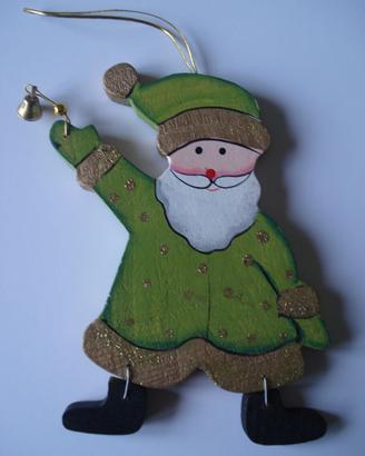 Babbo Natale in legno con campanellino, vintage