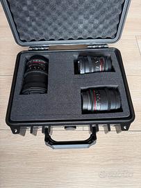 Kit Cine Samyang T1.5 EF – 35mm, 50mm, 85mm + Vali