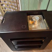 Carrello scaldafango estetista legno