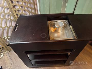 Carrello scaldafango estetista legno