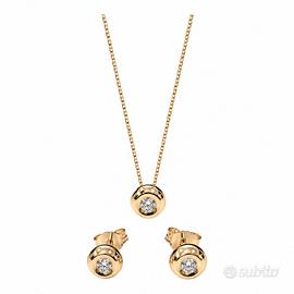 Parure collana pendente  orecchini Oro ,Diamanti