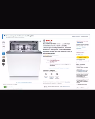 LAVASTOVIGLIE BOSCH SMV4EMX24E NUOVE