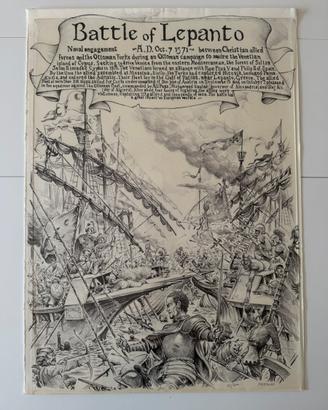 Alberto Fremura Litografia Battaglia di Lepanto